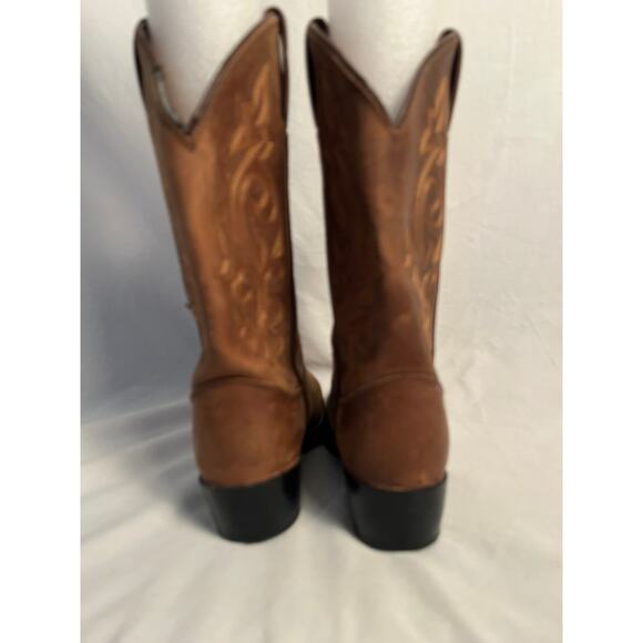 Justin Western Cowboy Boots Brown Leather Youth Size 3D (Big Kids) - Picture 5 of 8